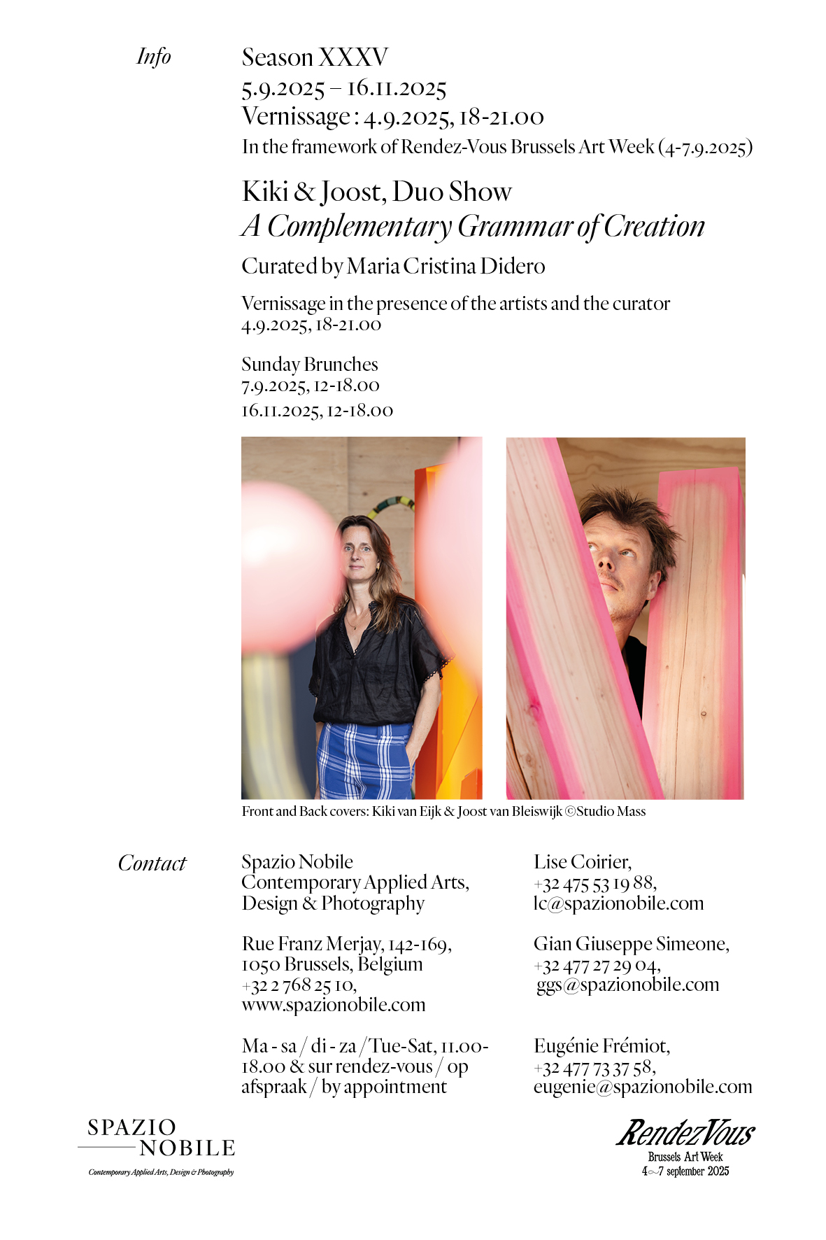 Invitation Kiki Van Eijk & Joost Van Bleiswijk Duo Show_A Complementary Grammar of Creation_Spazio Nobile Gallery2